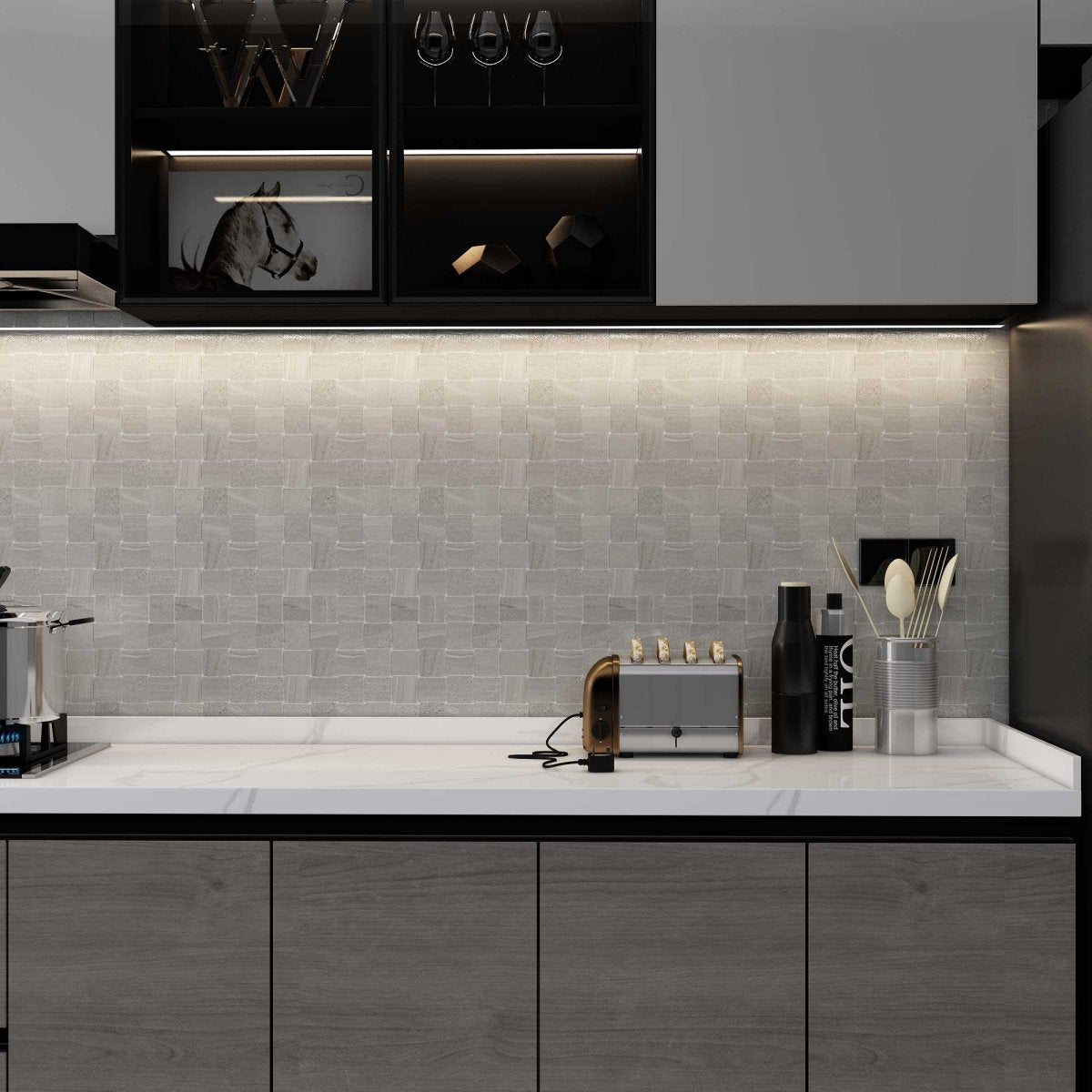 2 x 2 in. Davenport Ash Basketweave Matte Glazed Porcelain Mosaic