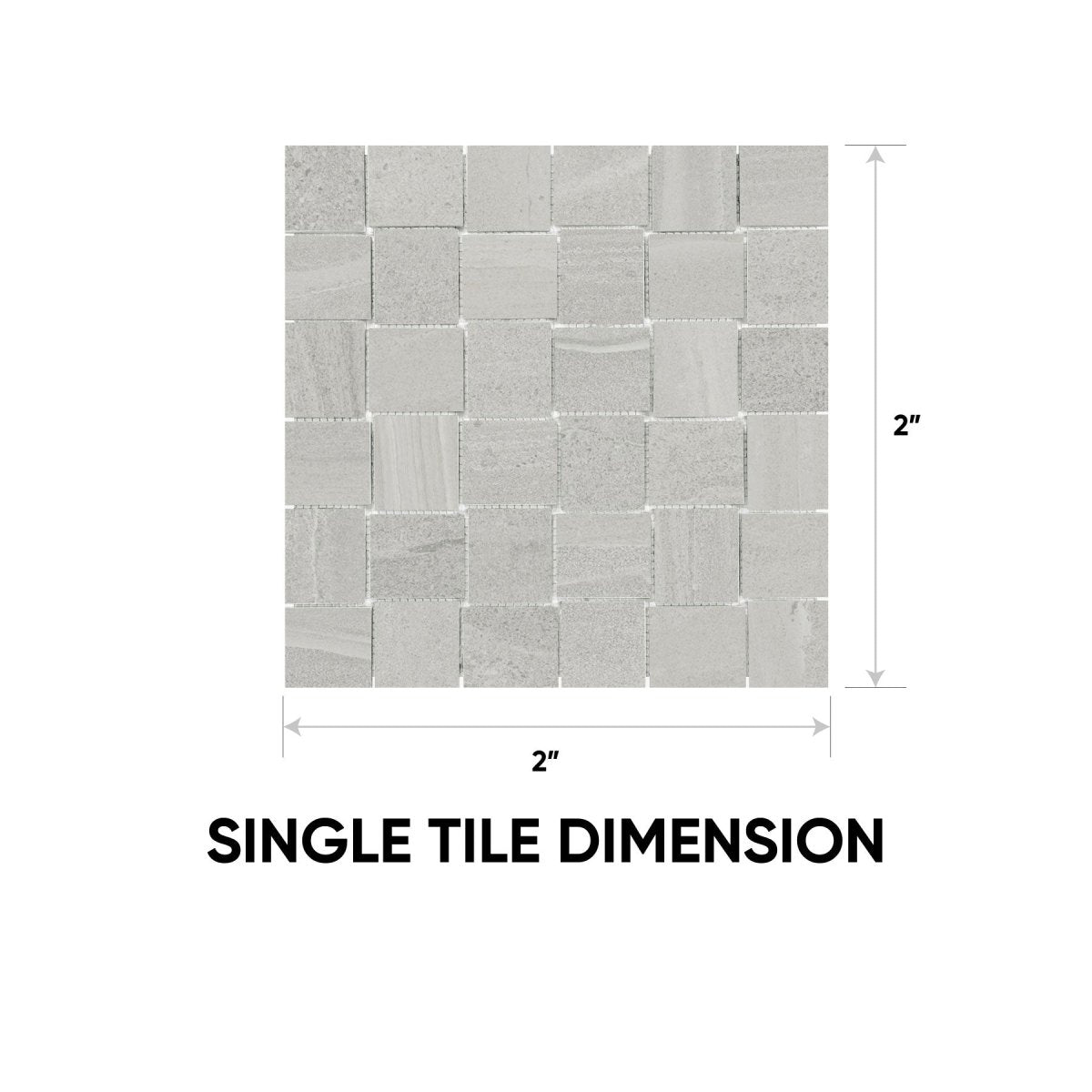 2 x 2 in. Davenport Ash Basketweave Matte Glazed Porcelain Mosaic