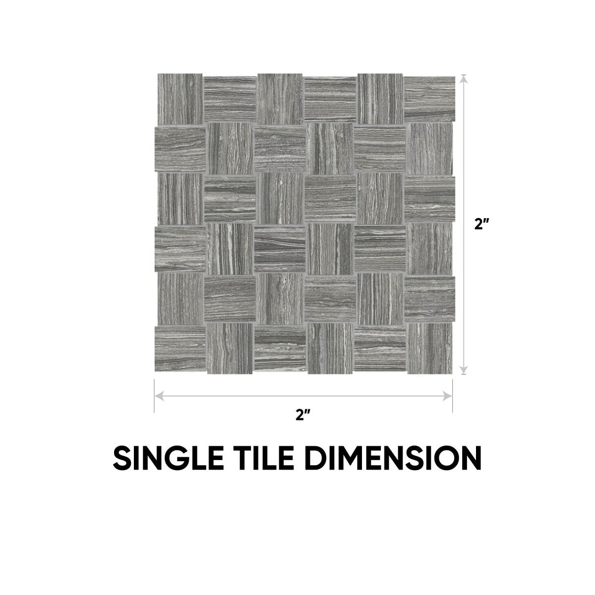 2 x 2 in. Eramosa Carbon Basketweave Matte Glazed Porcelain Mosaic