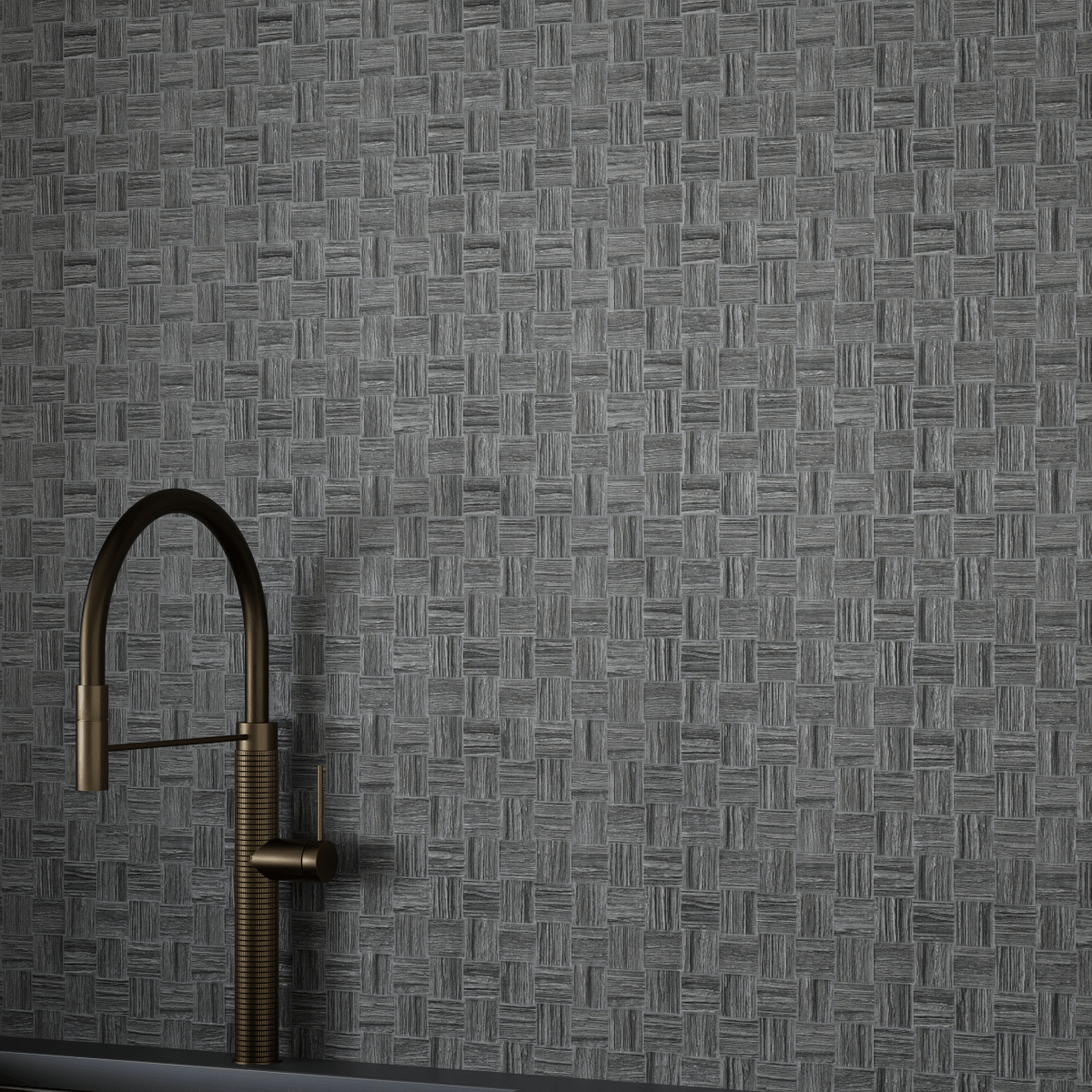 2 x 2 in. Eramosa Carbon Basketweave Matte Glazed Porcelain Mosaic