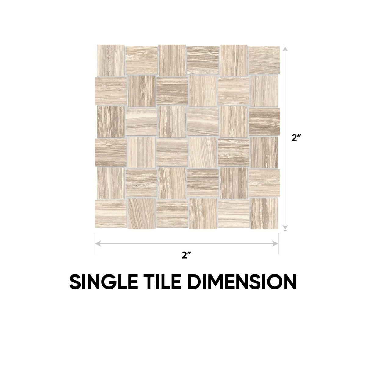 2 x 2 in. Eramosa Sand Basketweave Matte Glazed Porcelain Mosaic