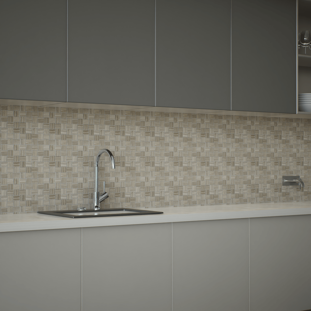 2 x 2 in. Eramosa Sand Basketweave Matte Glazed Porcelain Mosaic