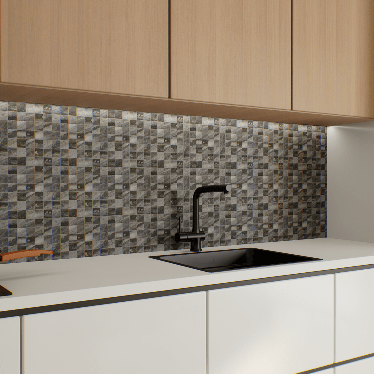 2 X 2 In Evolution Carbon Matte Glazed Porcelain Mosaic