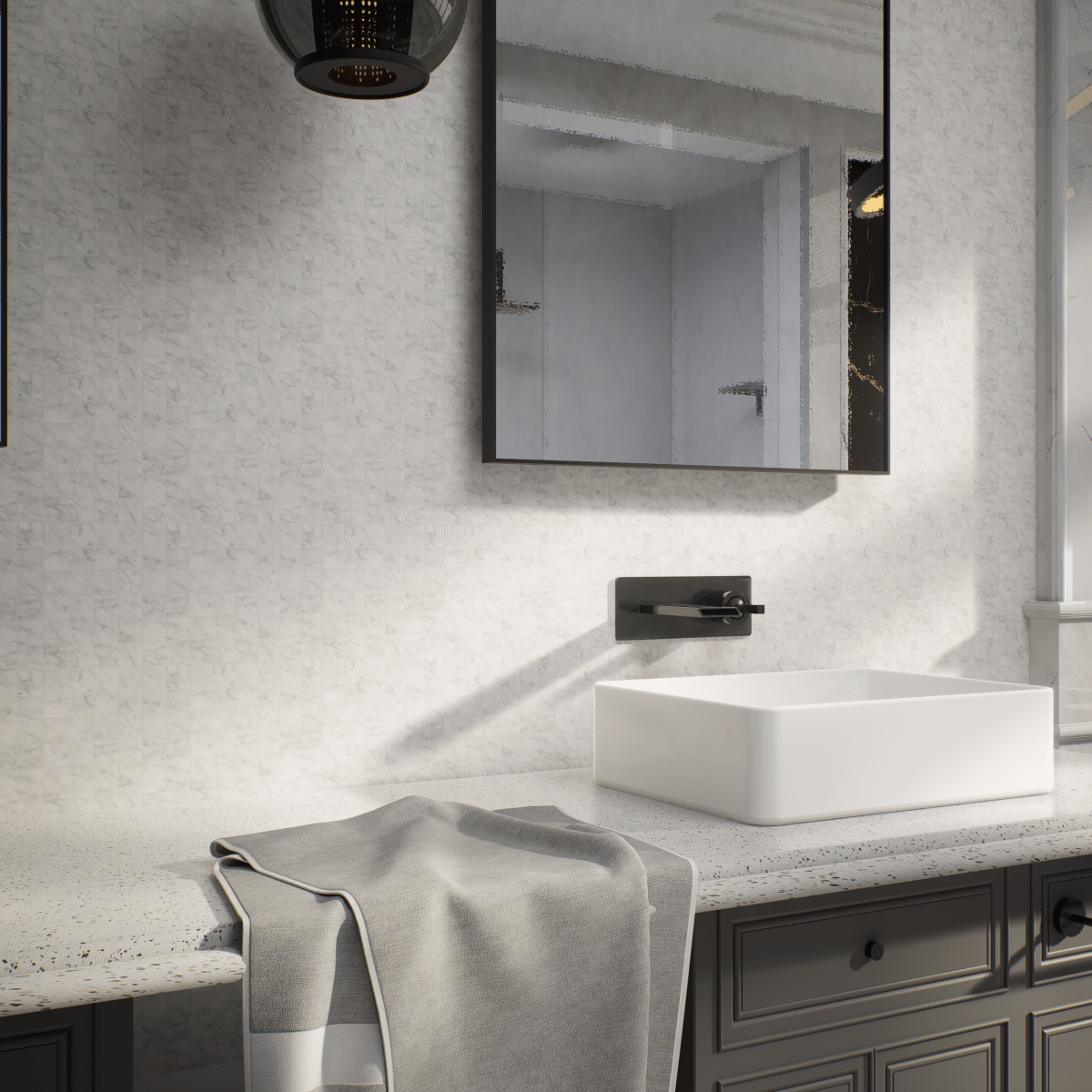 2 X 2 In La Marca Carrara Honed Glazed Porcelain Mosaic