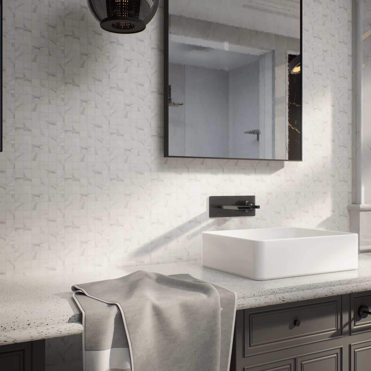 2 X 2 In La Marca Statuario Honed Glazed Porcelain Mosaic