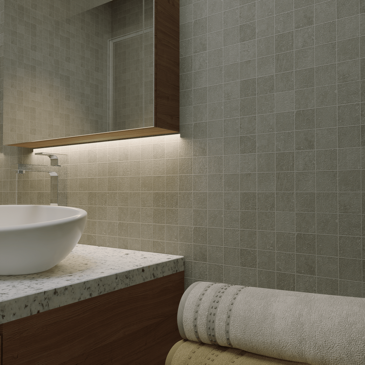 2 X 2 In Nexus Clay Matte Glazed Porcelain Mosaic