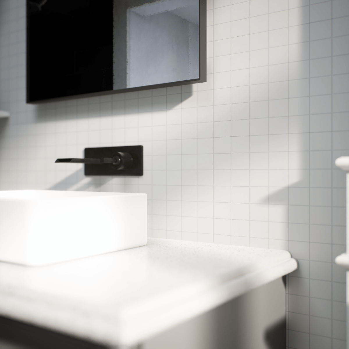 2 X 2 In Prima True White Matte Glazed Porcelain Mosaic