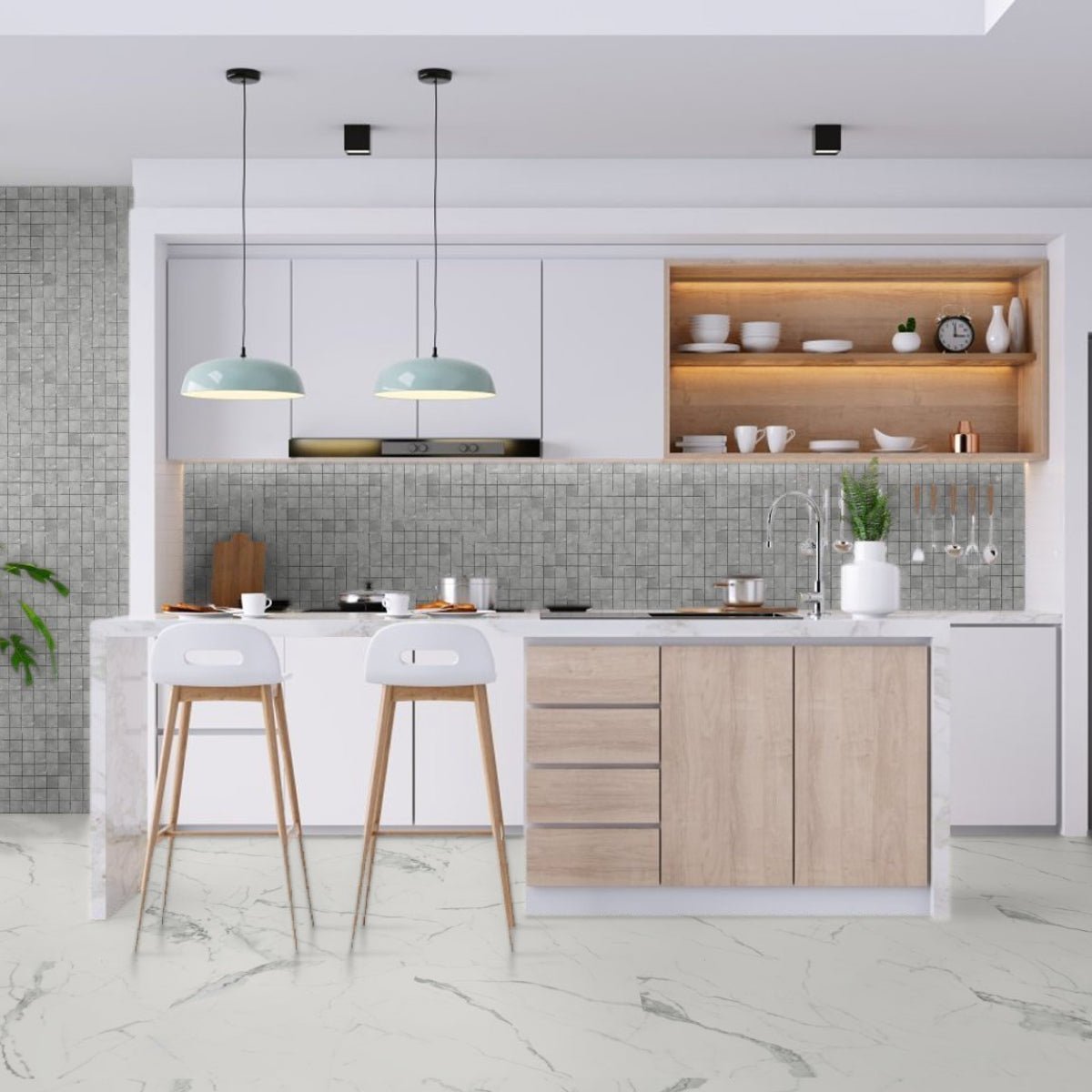 2 x 2 in. Regency Mica Matte Glazed Porcelain Mosaic