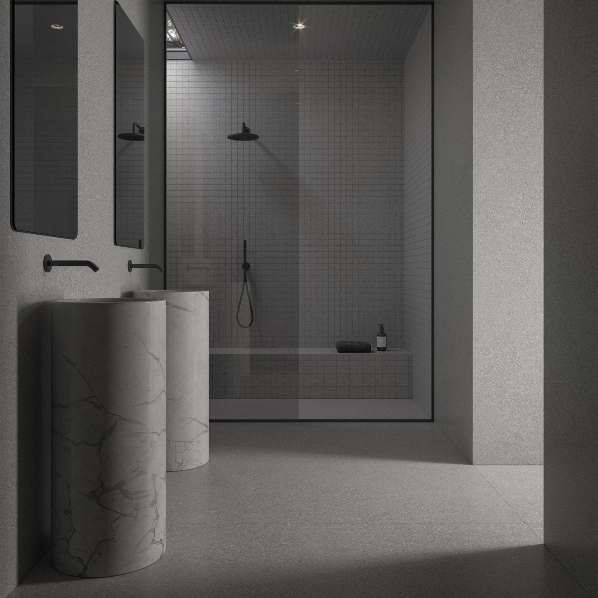 2 X 2 In Station Ash Matte Color Body Porcelain Mosaic