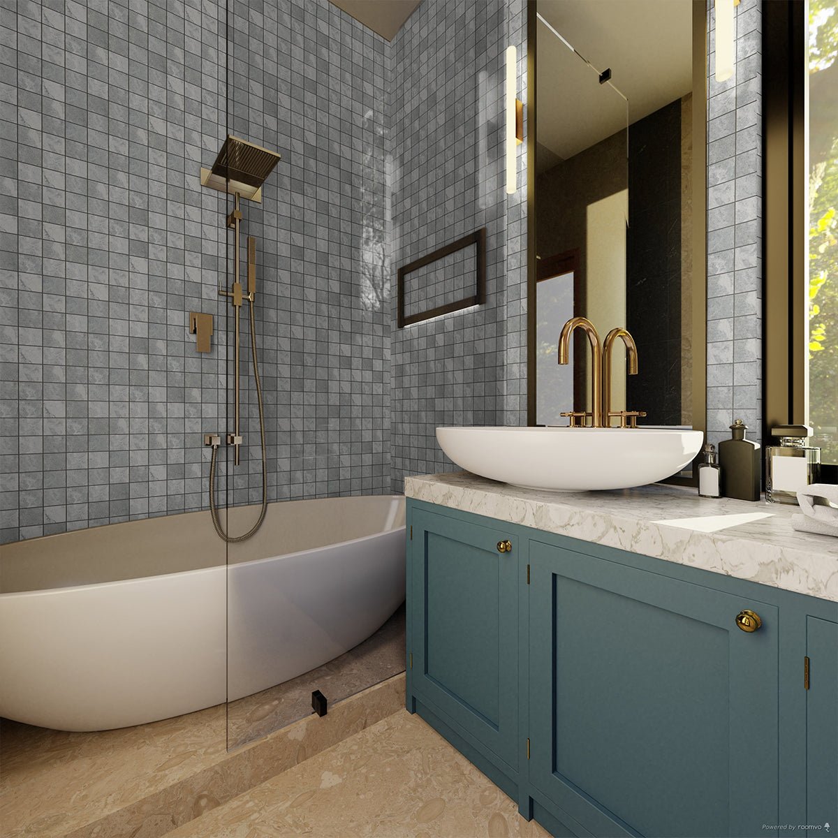 2 x 2 in Veneta Argento Matte Glazed Porcelain Mosaic