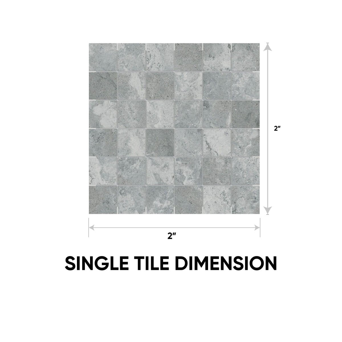 2 x 2 in Veneta Argento Matte Glazed Porcelain Mosaic