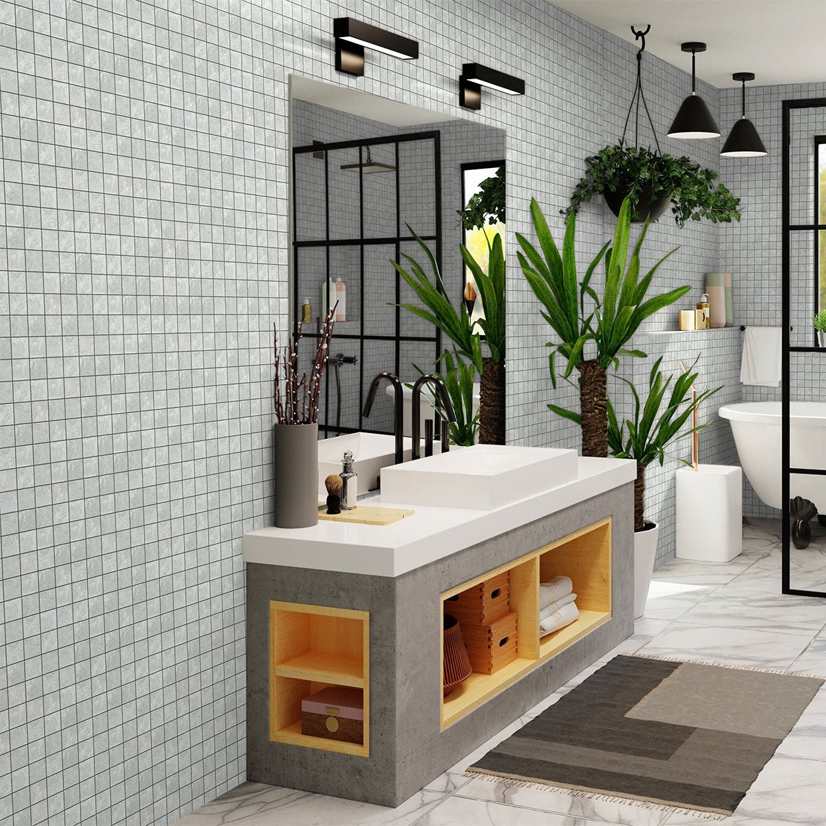 2 x 2 in. Veneta Grigio Matte Glazed Porcelain Mosaic