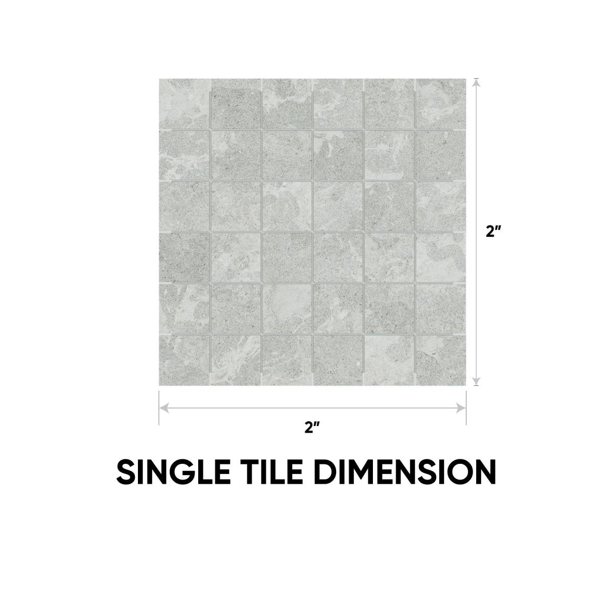 2 x 2 in. Veneta Grigio Matte Glazed Porcelain Mosaic