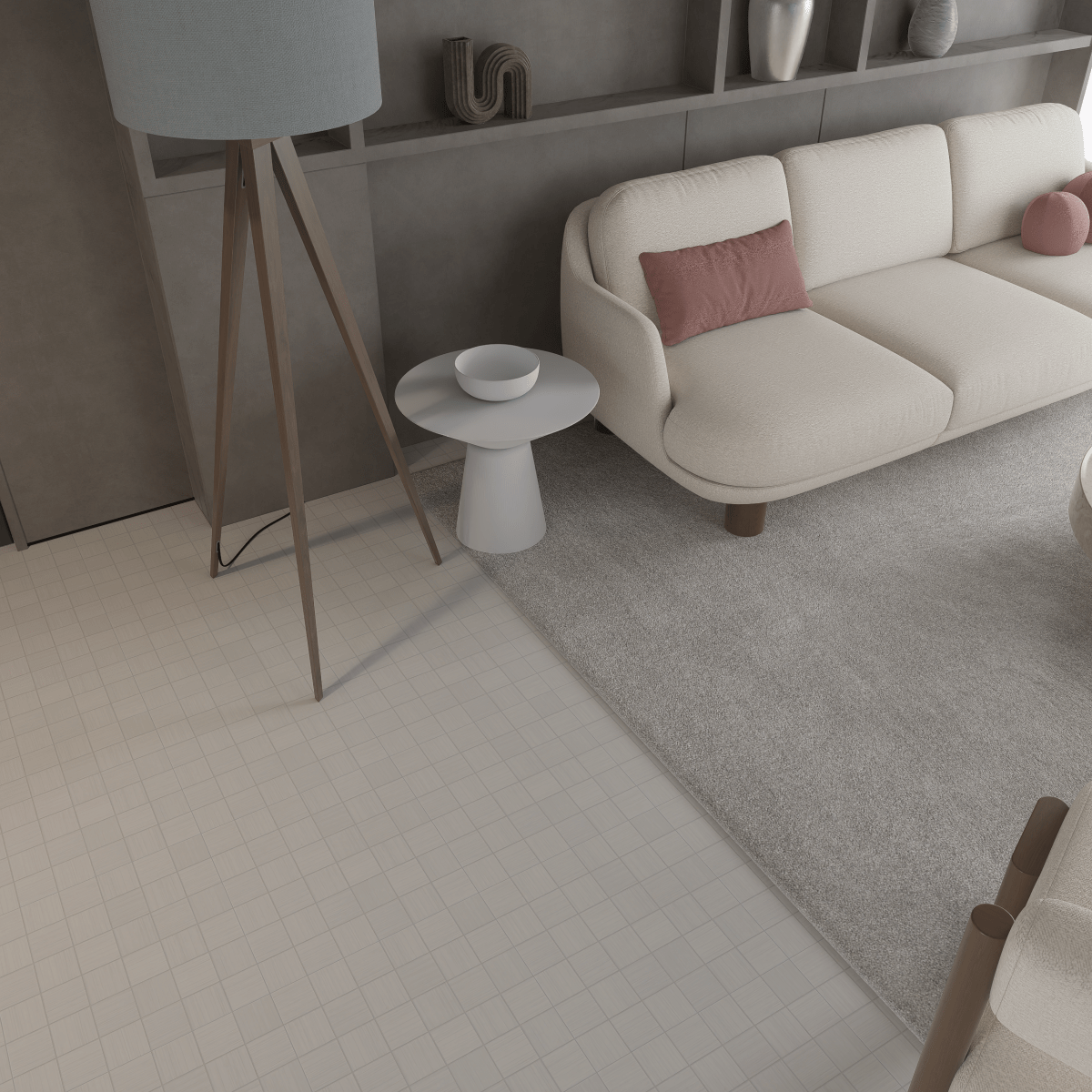 2 X 2 In Zera Annex Bianco Matte Color Body Porcelain Mosaic