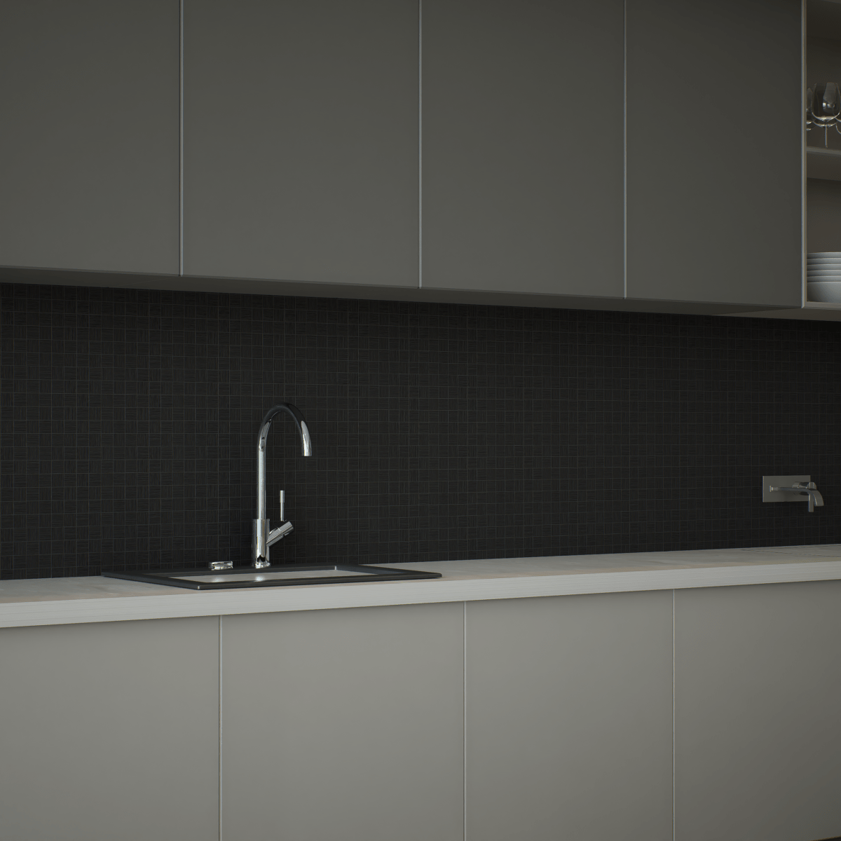 2 X 2 In Zera Annex Carbon Matte Color Body Porcelain Mosaic