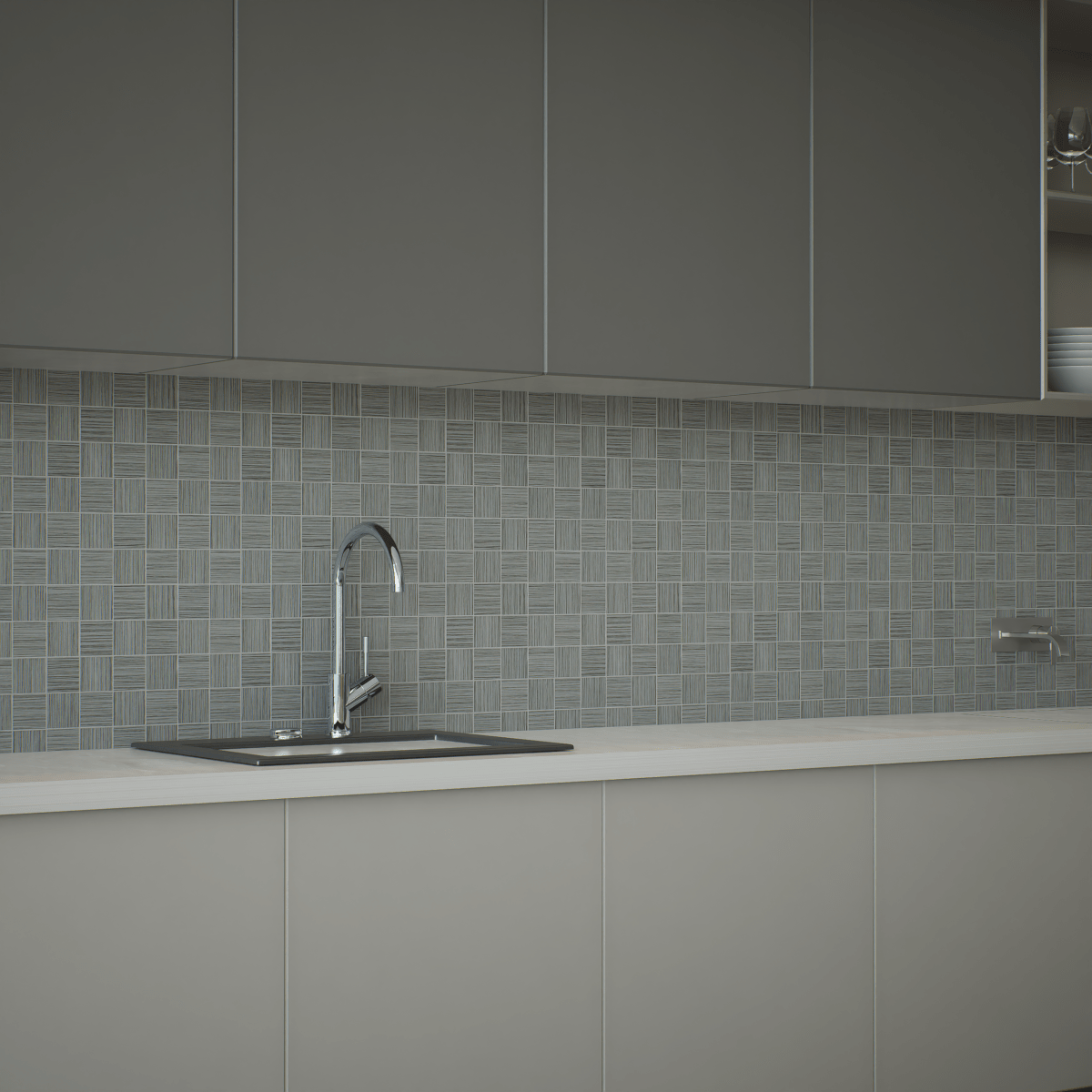 2 X 2 In Zera Annex Silver Matte Color Body Porcelain Mosaic