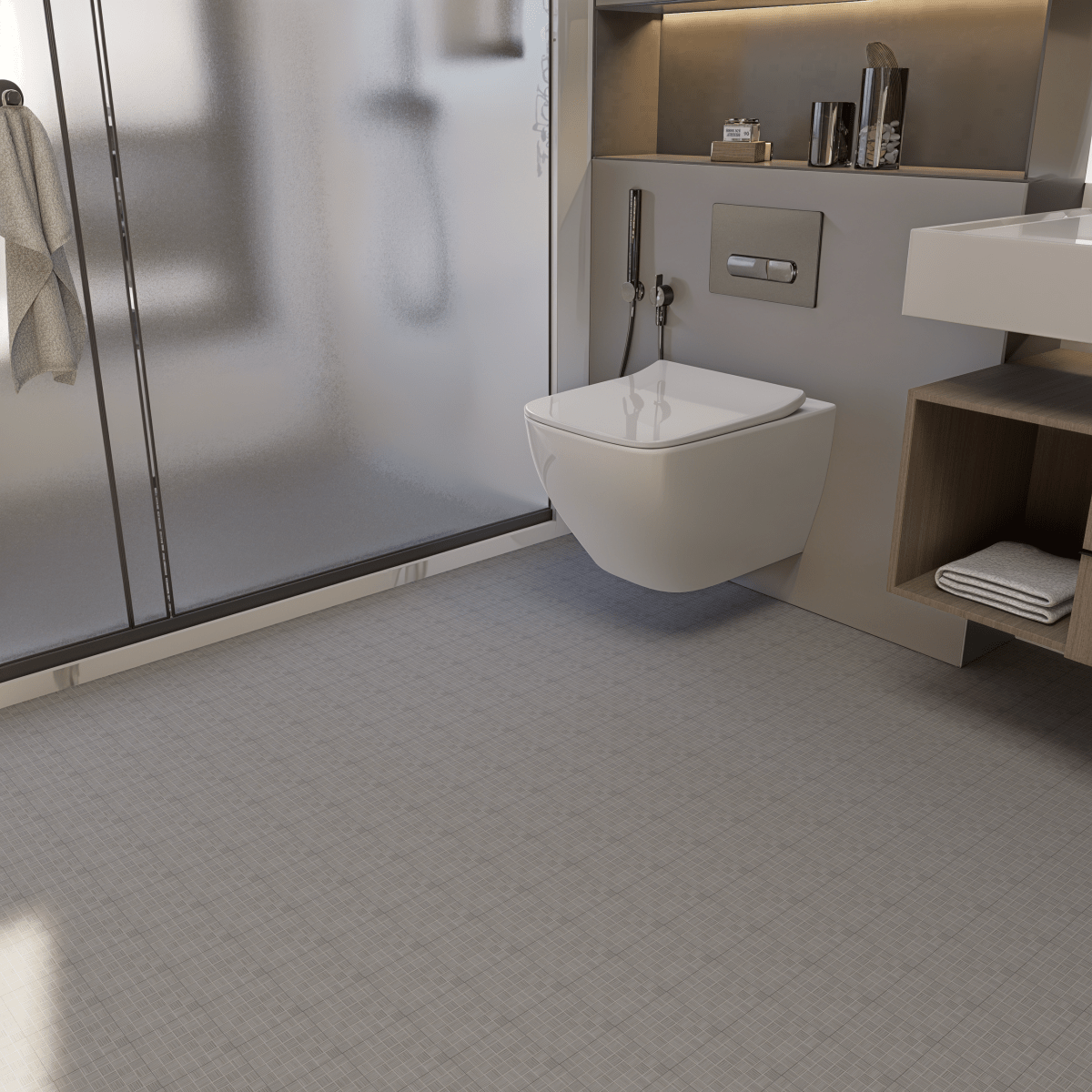 2 X 2 In Zera Annex Silver Matte Color Body Porcelain Mosaic