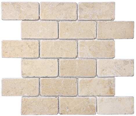 2 X 4 In Brick Berkshire Crema Tumbled Marble Mosaic