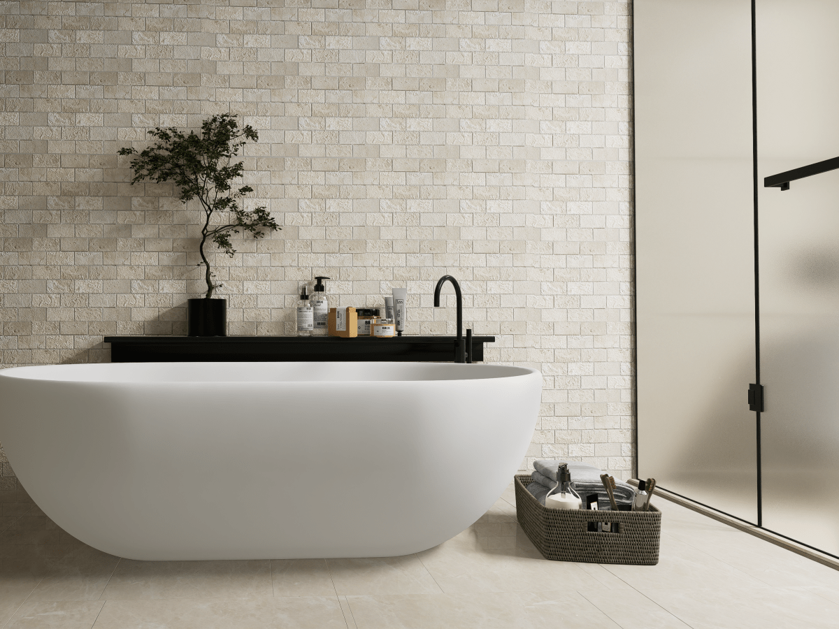 2 X 4 In Brick Ivory Filled & Honed Travertine Mosaic