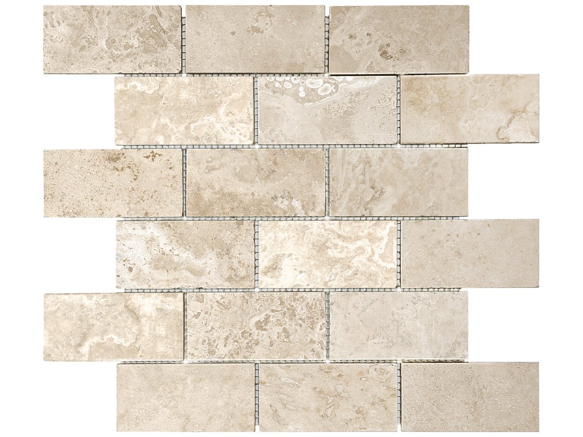 2 X 4 In Brick Ivory Filled & Honed Travertine Mosaic