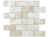 2 X 4 In Brick Ivory Tumbled Travertine Mosaic