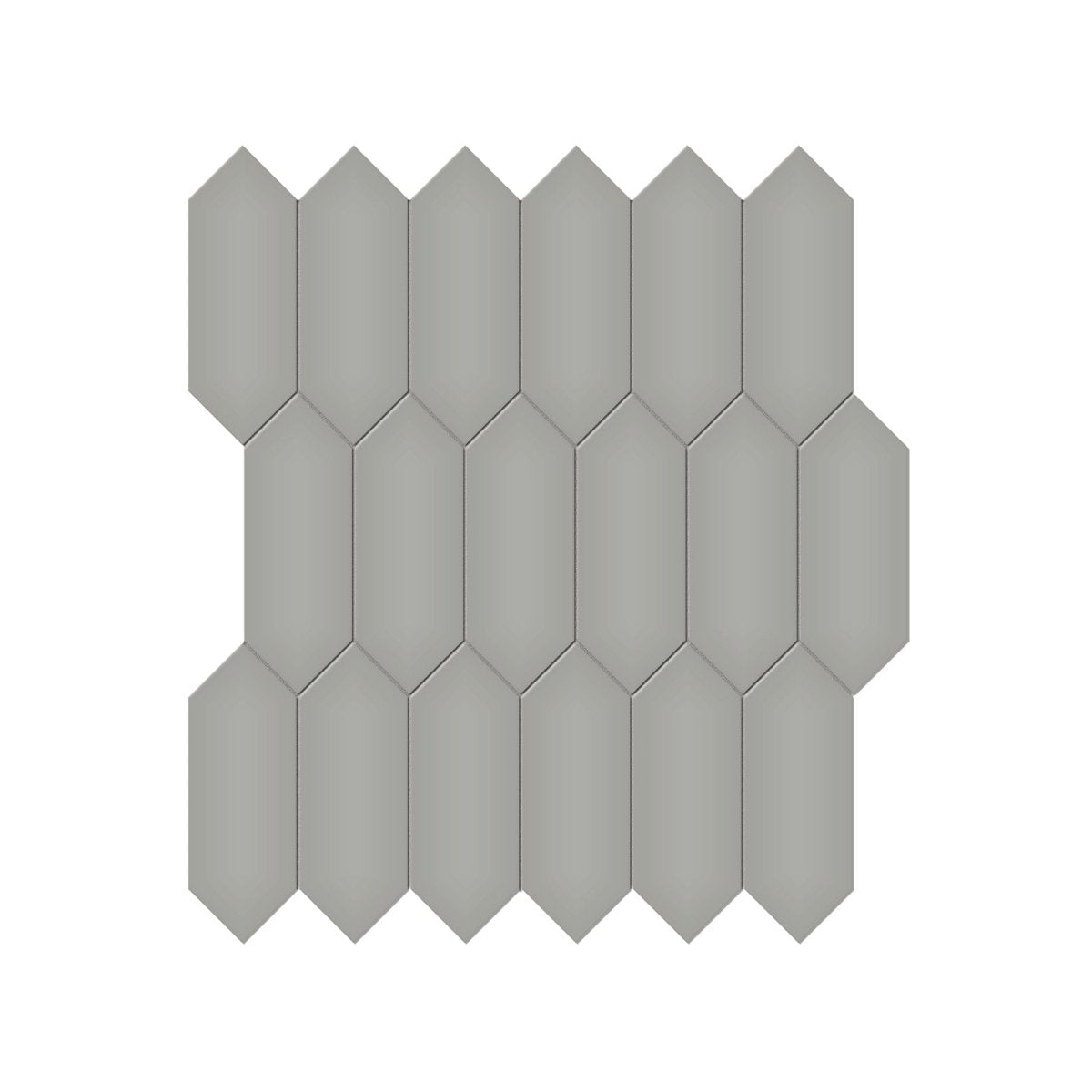 2 X 5 In Picket Soho Cement Chic Glossy Glazed Porcelain Mosaic