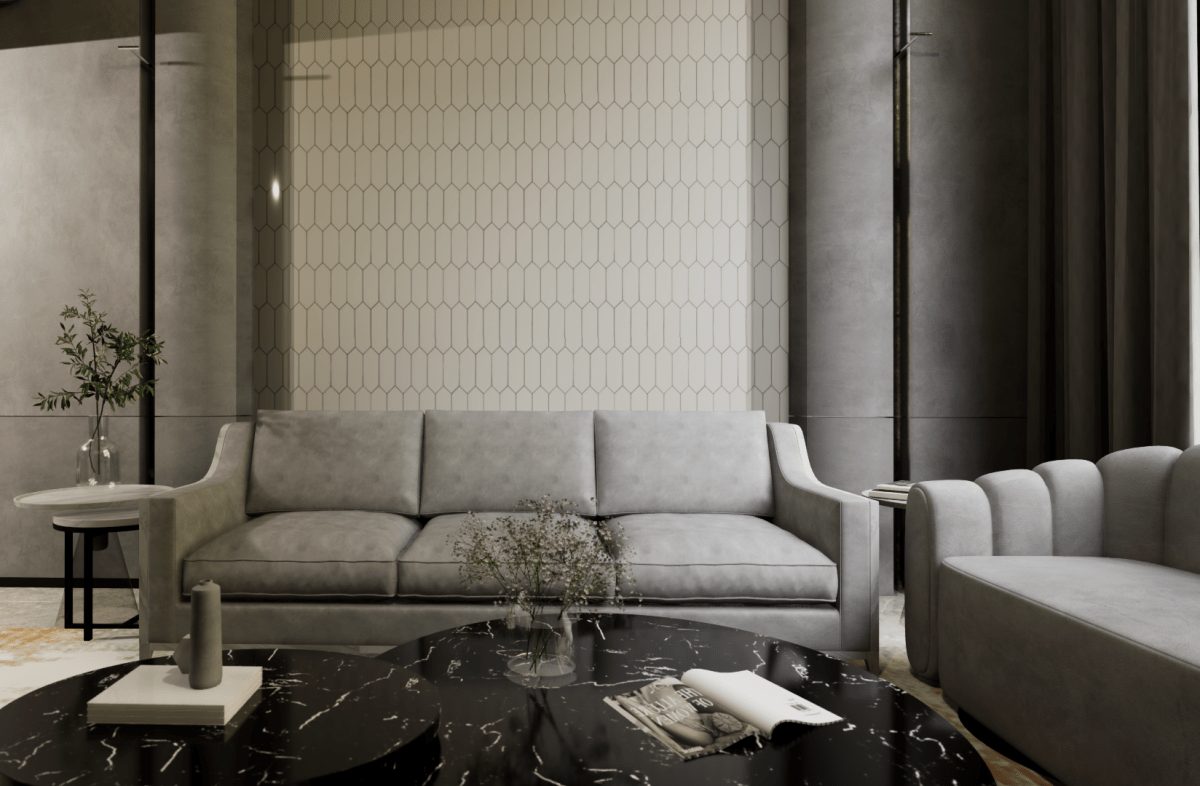 2 X 5 In Picket Soho Gallery Grey Matte Glazed Porcelain Mosaic