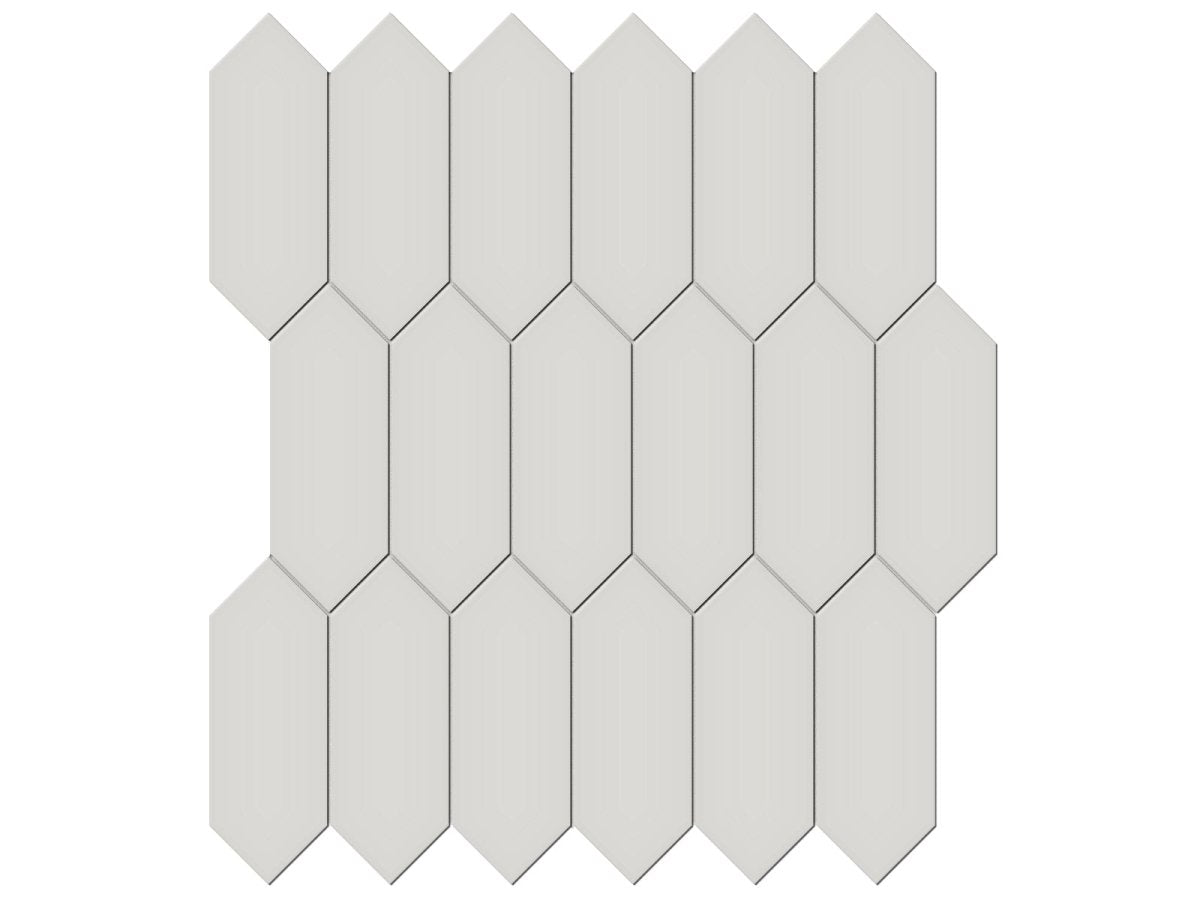 2 X 5 In Picket Soho Halo Grey Glossy Glazed Porcelain Mosaic