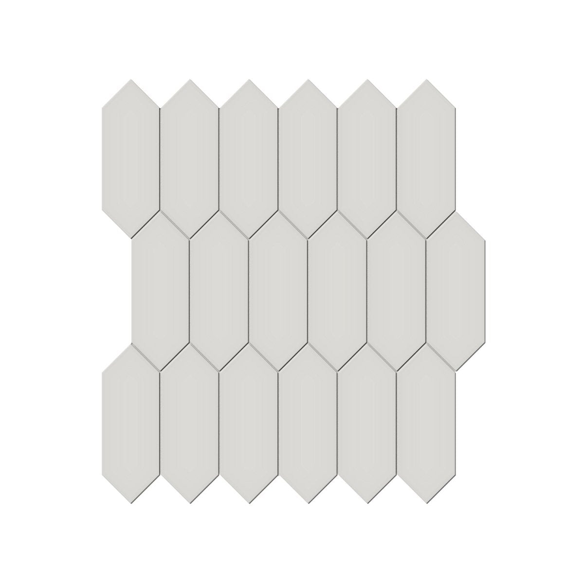 2 X 5 In Picket Soho Halo Grey Matte Glazed Porcelain Mosaic