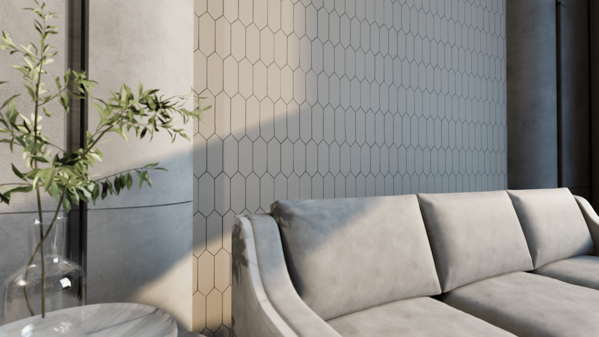 2 X 5 In Picket Soho Halo Grey Matte Glazed Porcelain Mosaic