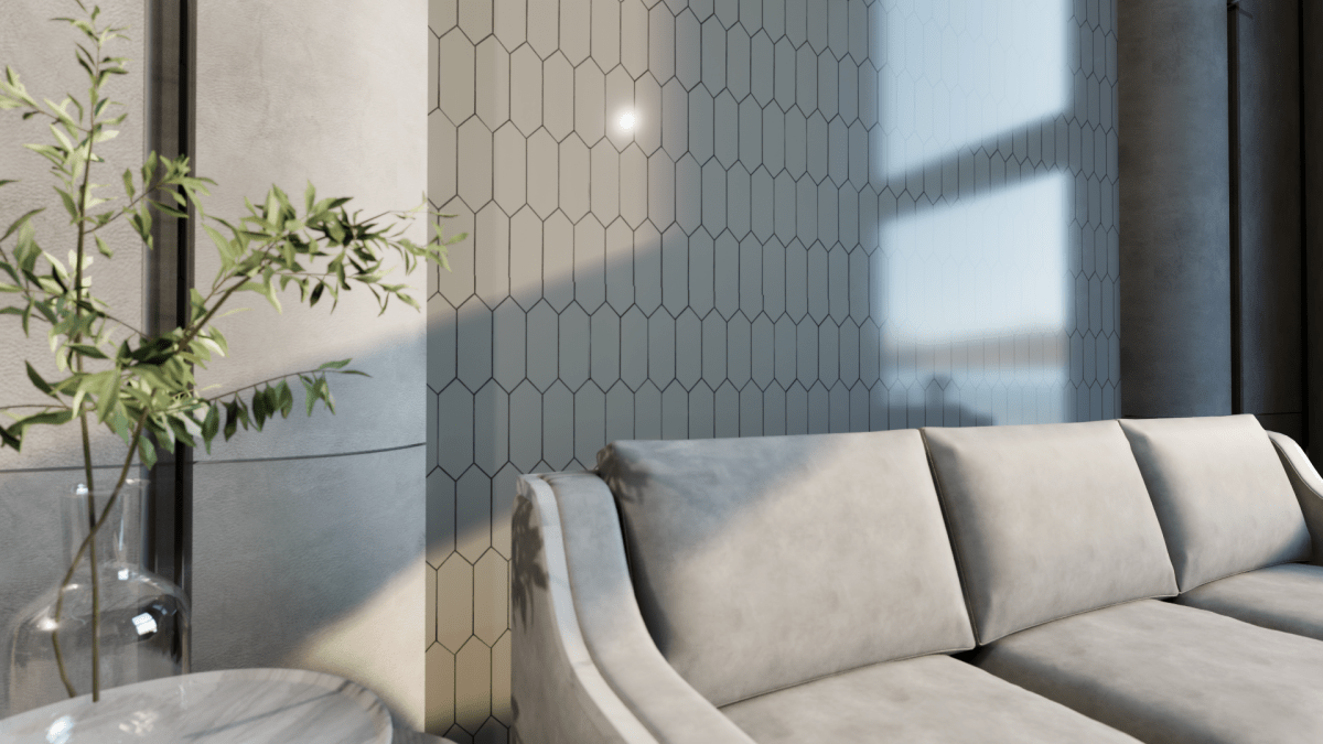 2 X 5 In Picket Soho Loft Grey Glossy Glazed Porcelain Mosaic