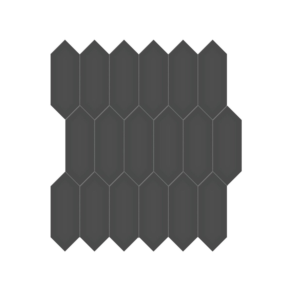 2 X 5 In Picket Soho Retro Black Glossy Glazed Porcelain Mosaic