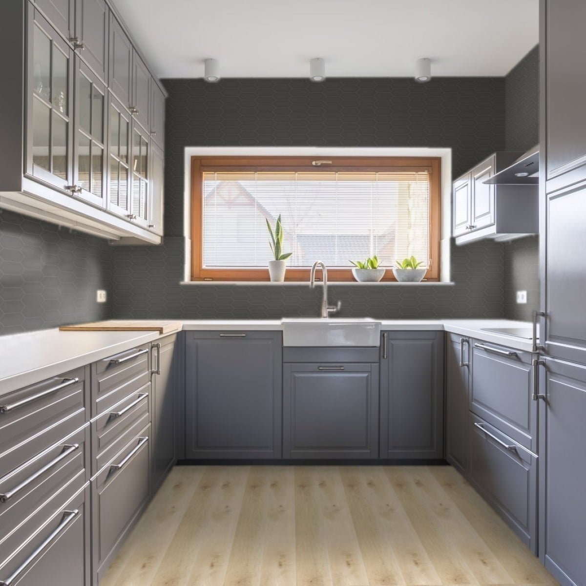 2 X 5 In Picket Soho Retro Black Matte Glazed Porcelain Mosaic