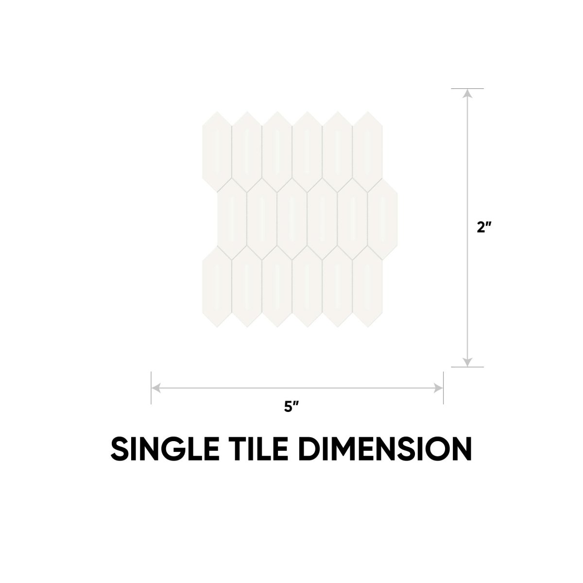 2 x 5 in. Soho Canvas White Picket Matte Glazed Porcelain Mosaic