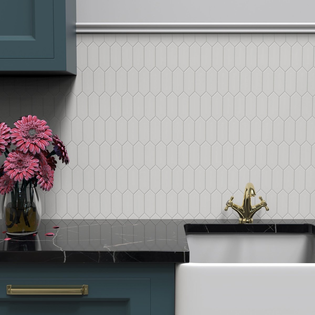 2 x 5 in. Soho Canvas White Picket Matte Glazed Porcelain Mosaic