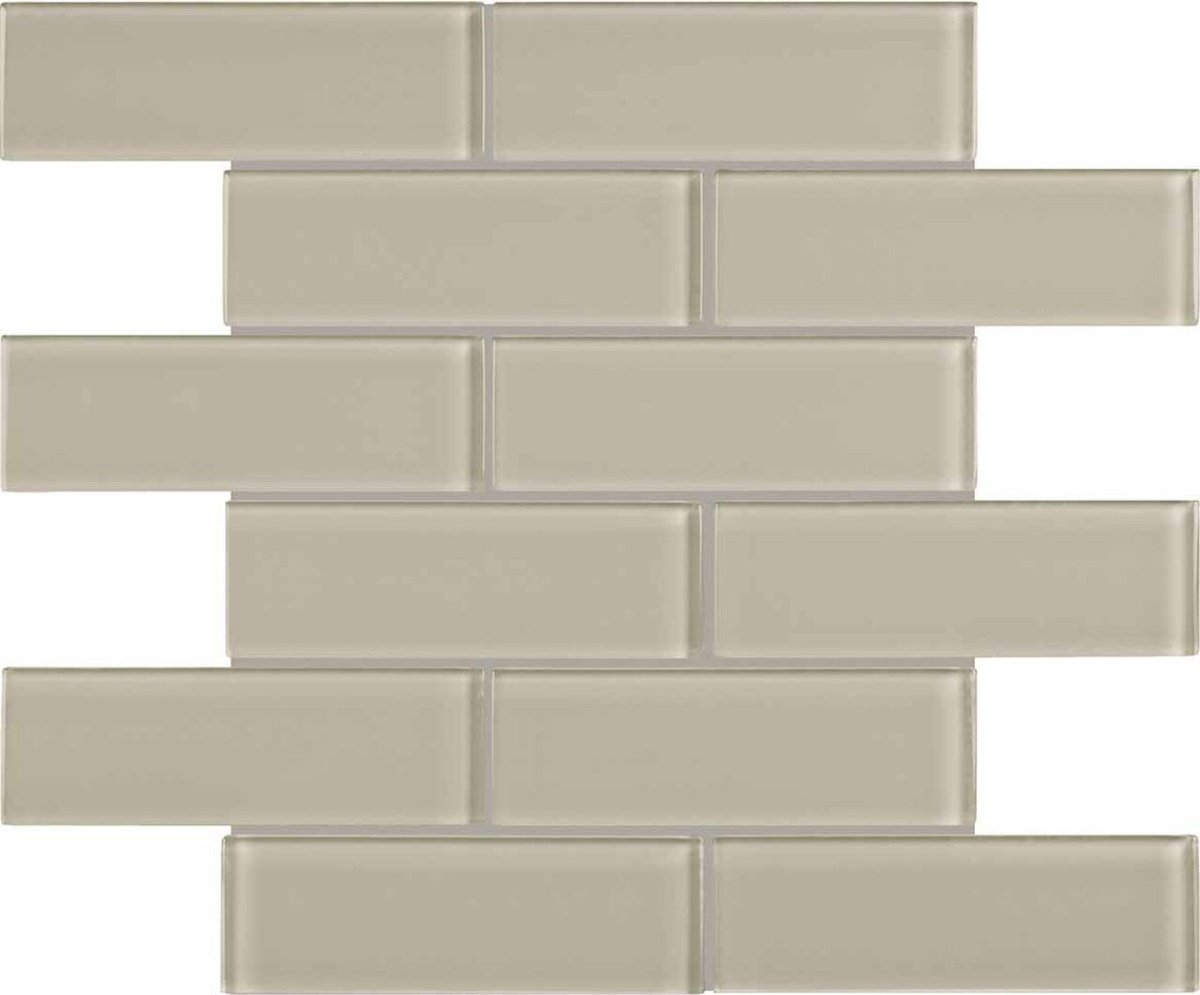 2 X 6 In Brick Element Earth Dark Colors Glass Mosaic