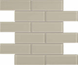 2 X 6 In Brick Element Earth Dark Colors Glass Mosaic