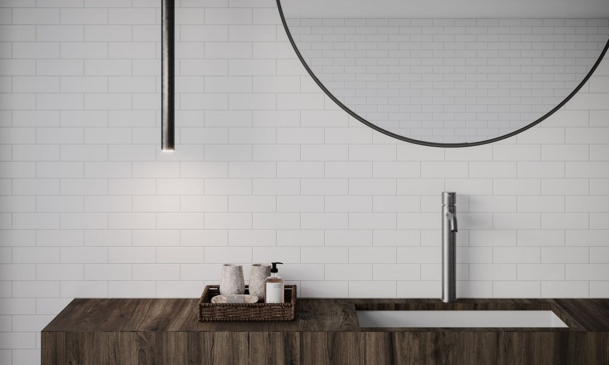 2 X 6 In Brick Soho Canvas White Glossy Glazed Porcelain Mosaic