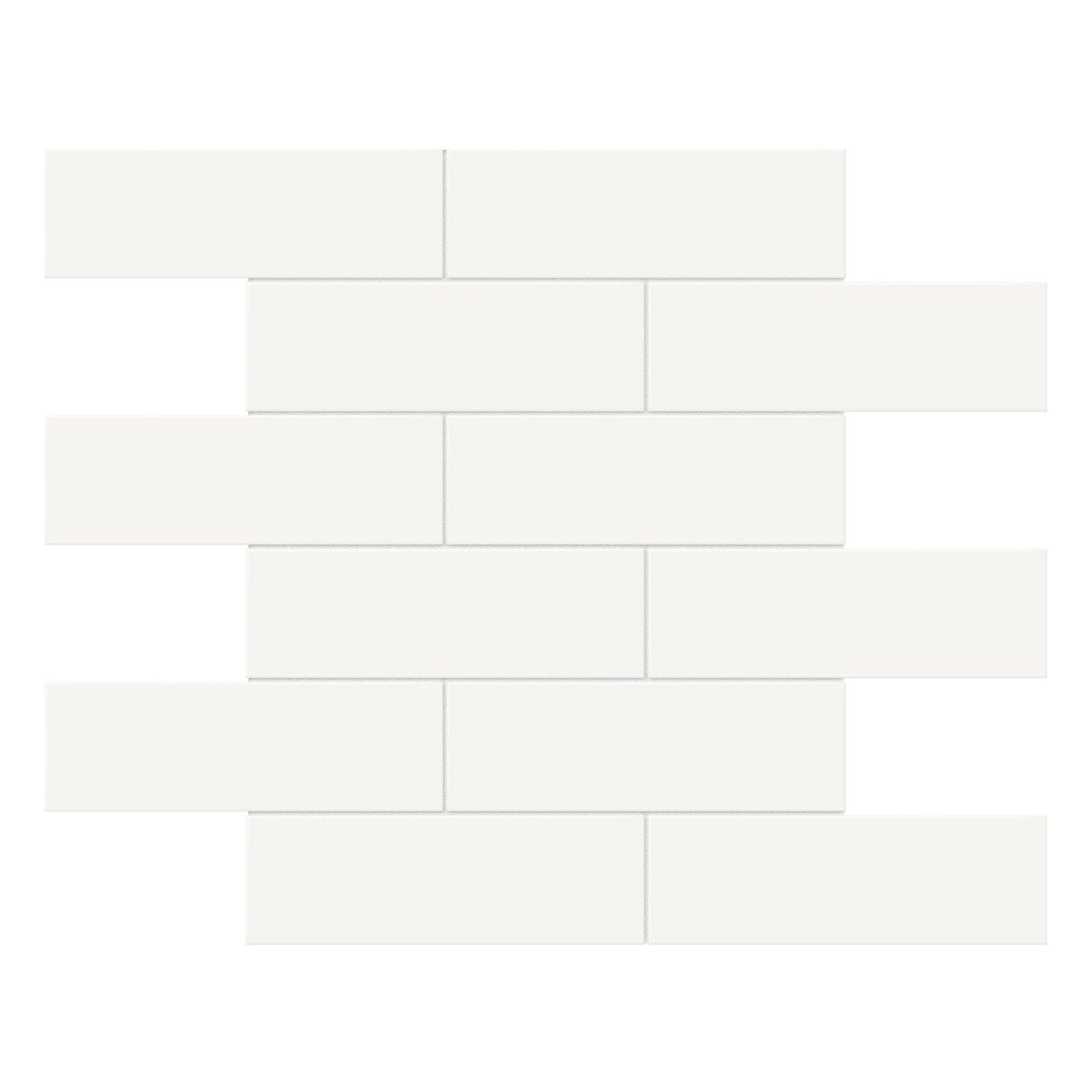 2 X 6 In Brick Soho Canvas White Glossy Glazed Porcelain Mosaic