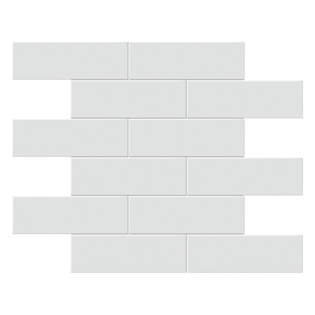 2 X 6 In Brick Soho Gallery Grey Glossy Glazed Porcelain Mosaic