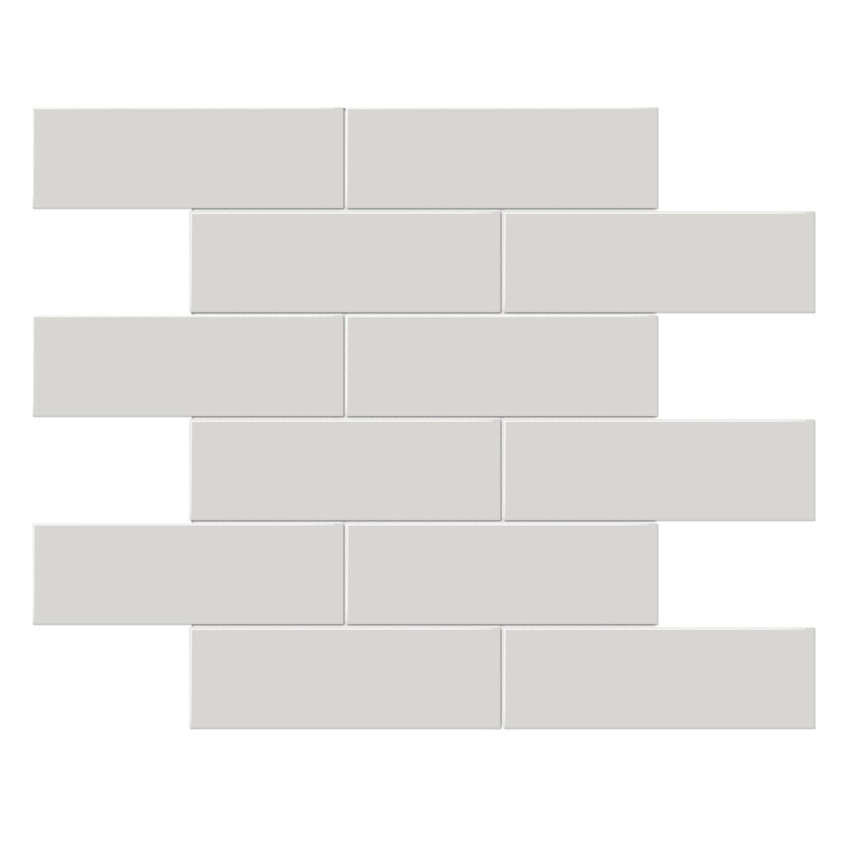 2 X 6 In Brick Soho Halo Grey Glossy Glazed Porcelain Mosaic