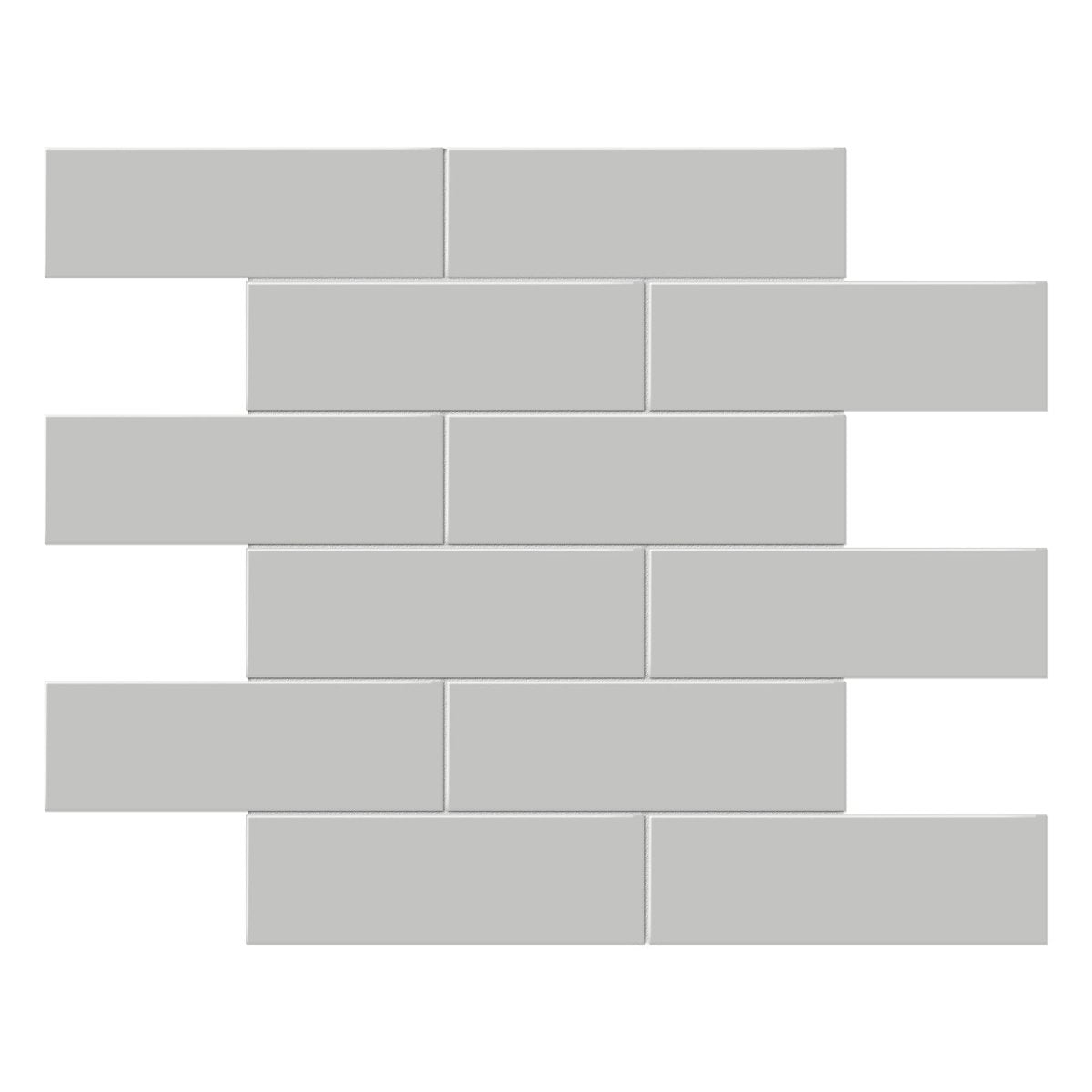 2 X 6 In Brick Soho Loft Grey Glossy Glazed Porcelain Mosaic- 9.47 sf per case