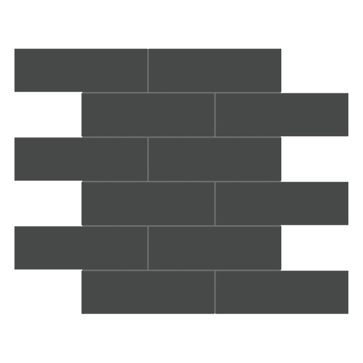 2 X 6 In Brick Soho Retro Black Matte Glazed Porcelain Mosaic