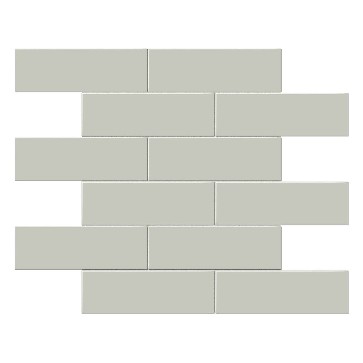 2 X 6 In Brick Soho Soft Sage Glossy Glazed Porcelain Mosaic