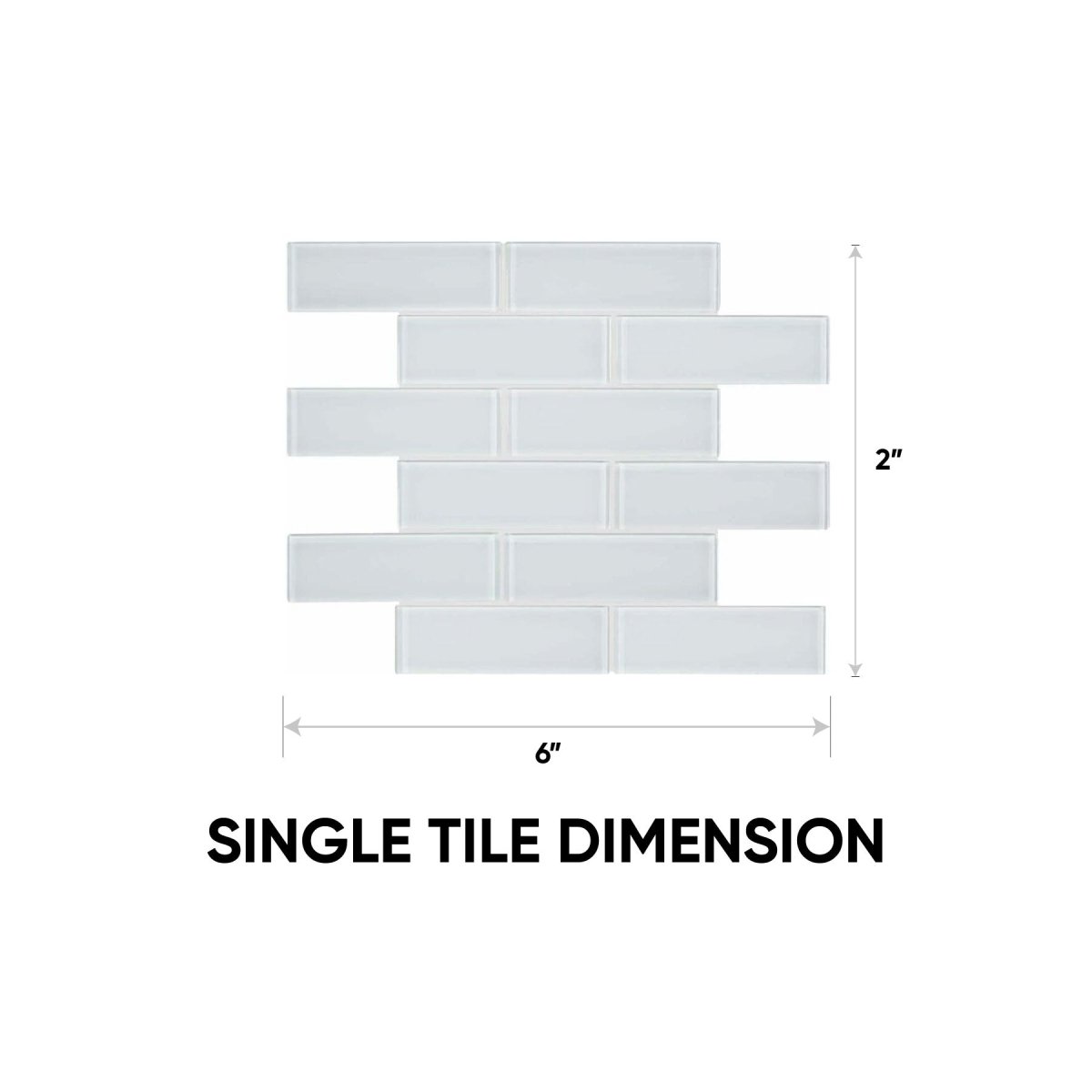 2 x 6 in Element Ice Brick Glossy Glass Mosaic