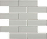 2 x 6 in Element Mist Brick Glossy Glass Mosaic