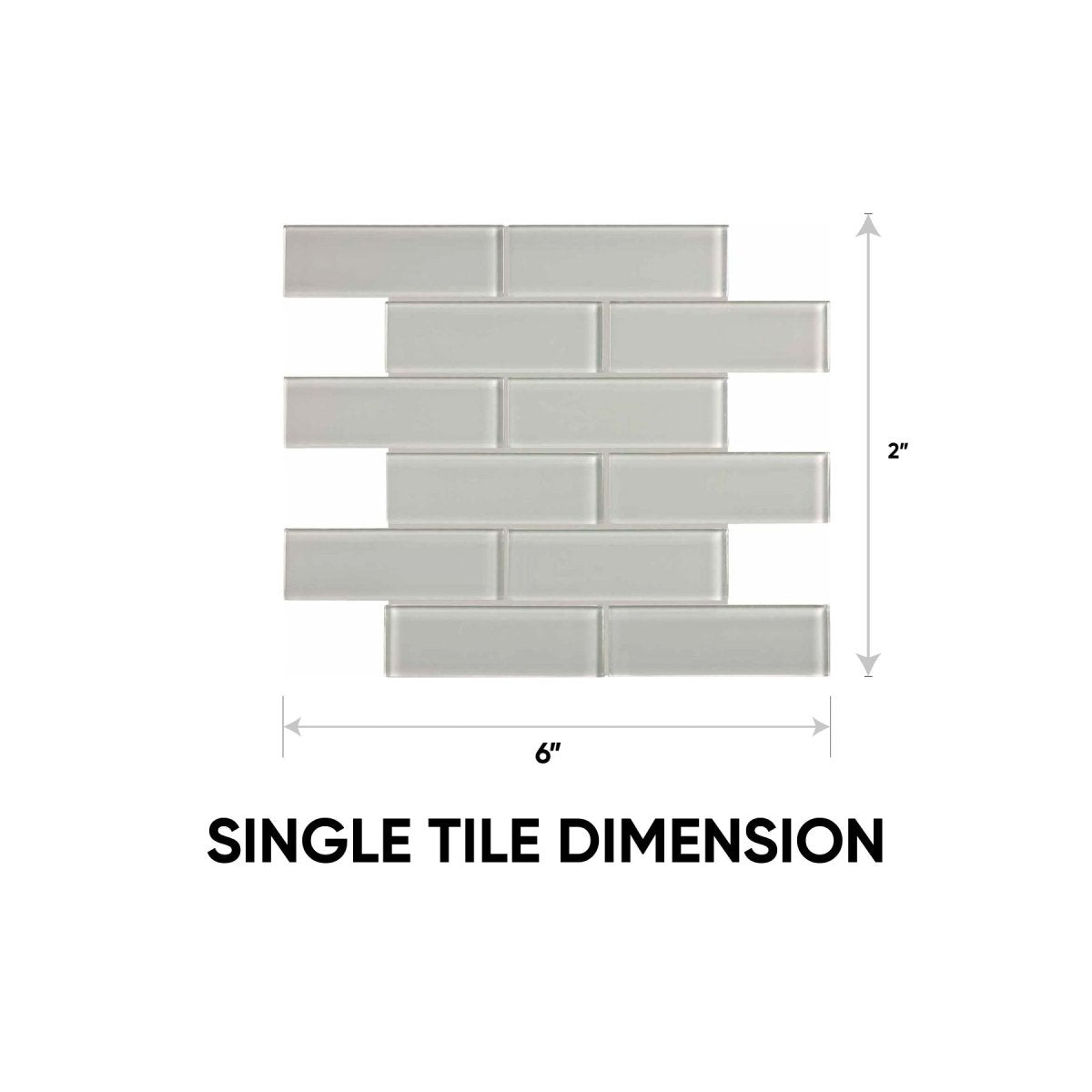 2 x 6 in Element Mist Brick Glossy Glass Mosaic