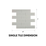2 x 6 in Element Mist Brick Glossy Glass Mosaic