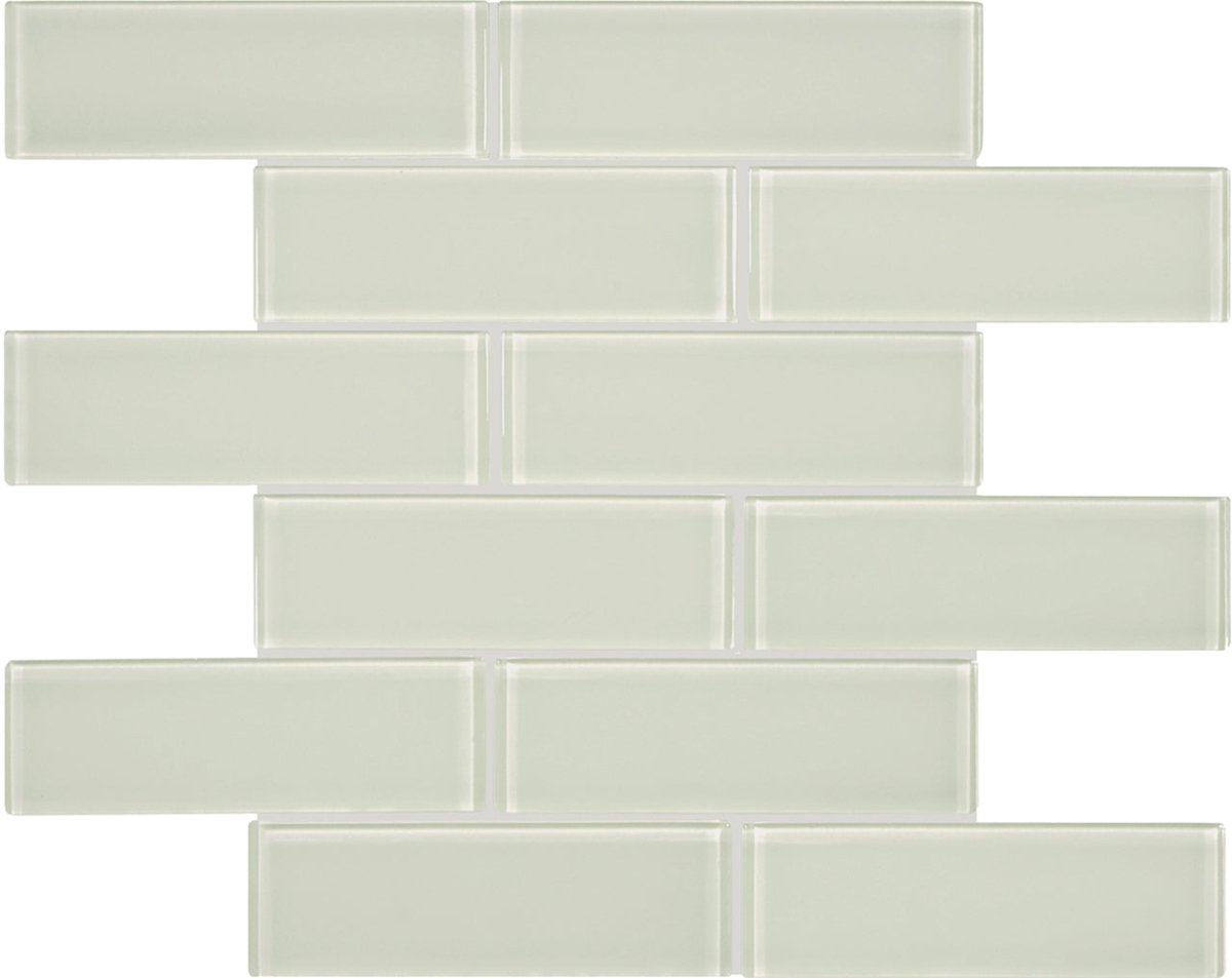 2 x 6 in Element Sand Brick Glossy Glass Mosaic