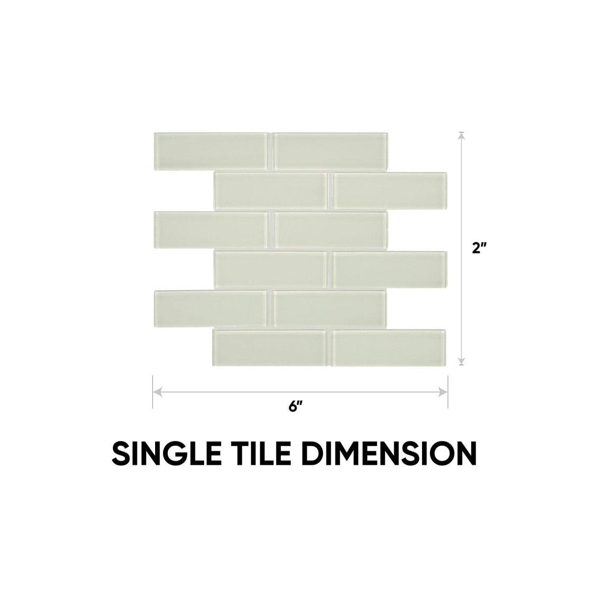 2 x 6 in Element Sand Brick Glossy Glass Mosaic